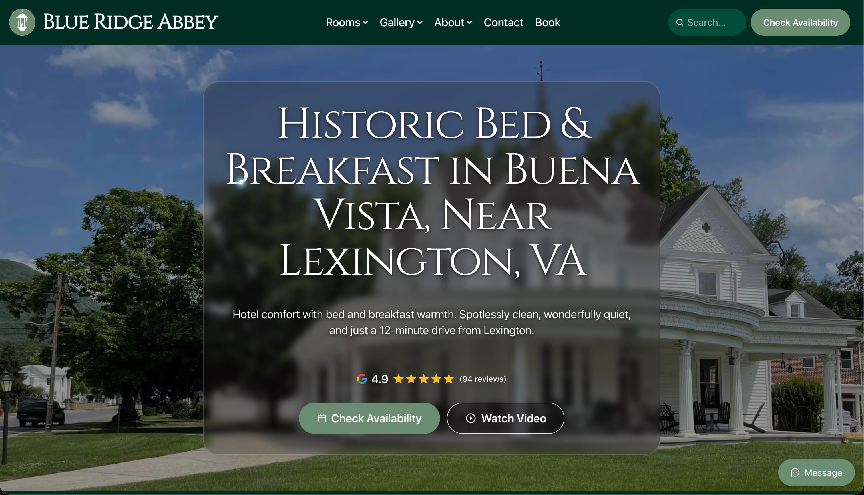 Blue Ridge Abbey homepage screenshot