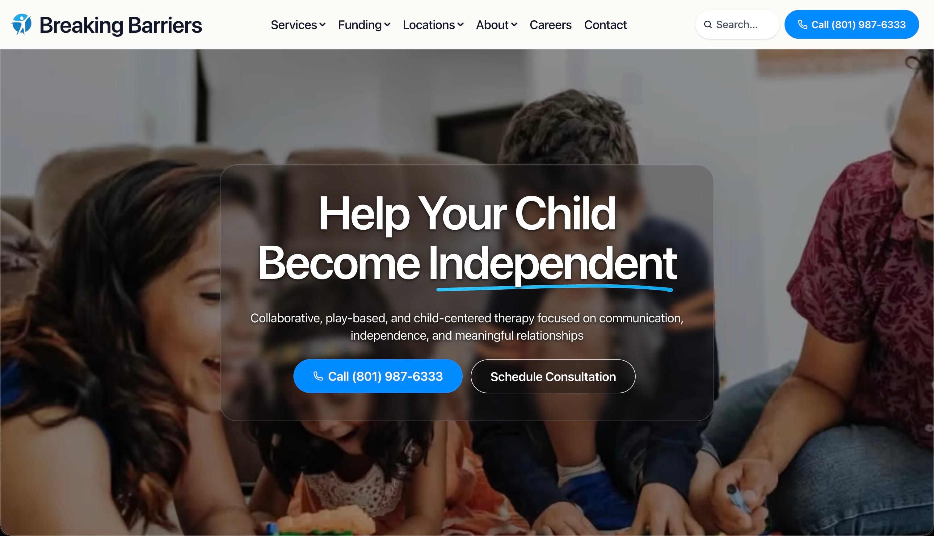 Breaking Barriers Therapy homepage screenshot