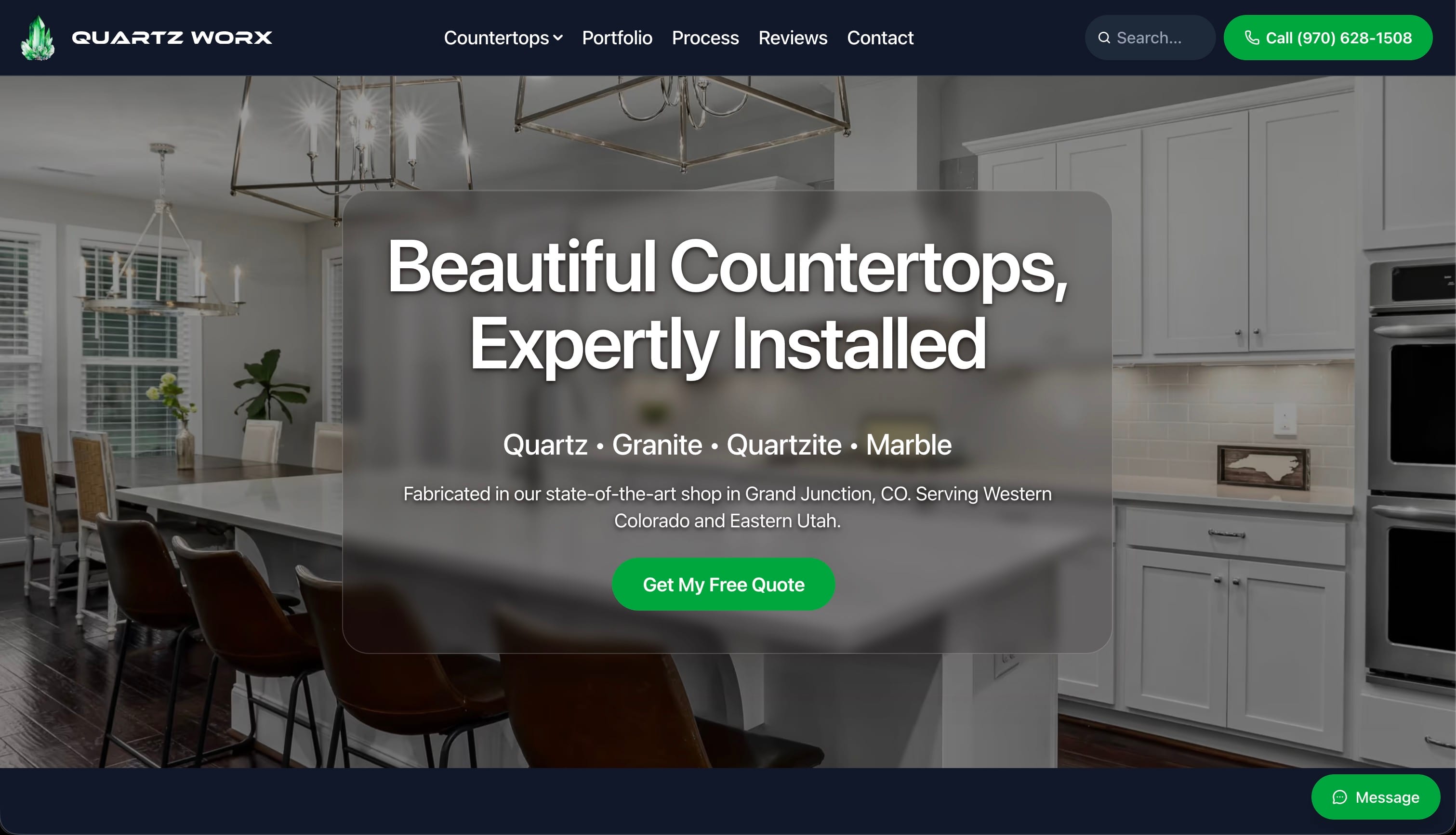 Quartz Worx homepage screenshot